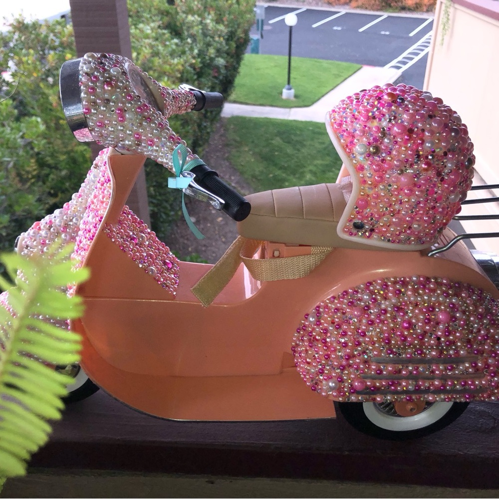 Pink Bling American Girl Our Generation) Doll Scooter & Helmet Customized